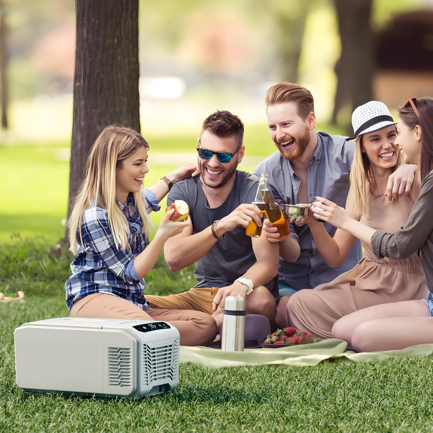 Antarctic Star Car Refrigerator, 12 Volt Car Fridge, 16 QT Portable Freezer Compressor Electric Cooler For Car, Control Panel with Lock, -4℉-68℉ 12V DC & 100V AC for Car/RV/Camping/Travel