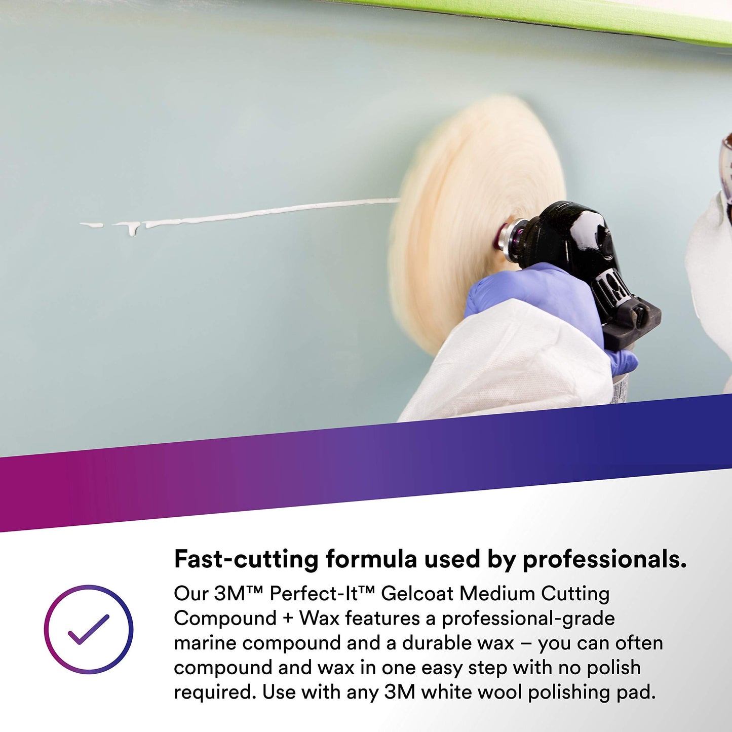 3M Perfect-It Gelcoat Medium Cutting Compound + Wax, 36107, 1 Gallon, One-Step Process, P1500 and Finer Scratches, Fiberglass Oxidation Remover for Boats and RVs