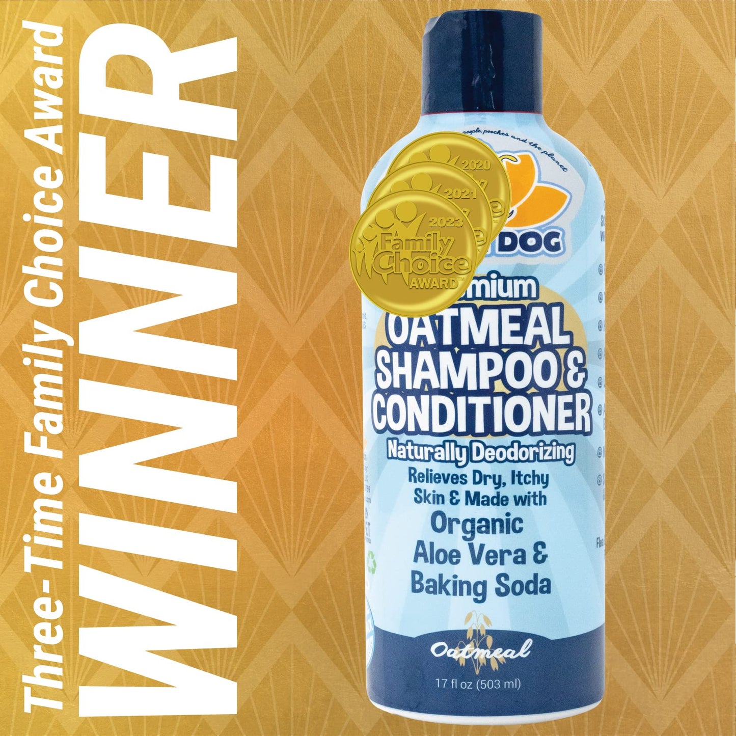 Bodhi Dog Oatmeal Shampoo & Conditioner - Hypoallergenic Formula - Naturally Deodorize Dogs, Cats & Pets - Made w/Organic Ingredients - Moisturizes Dry & Itchy Skin - Made in USA (Oatmeal, 17 Fl Oz)