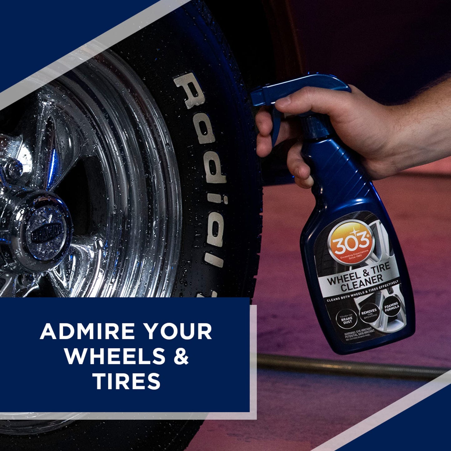 303 Products Wheel and Tire Cleaner - Cleans Both Wheels and Tires Effectively - Tough on Brake Dust - Removes Tire Browning - Foaming Formula, 16 fl. oz. (30590) Packaging May Vary