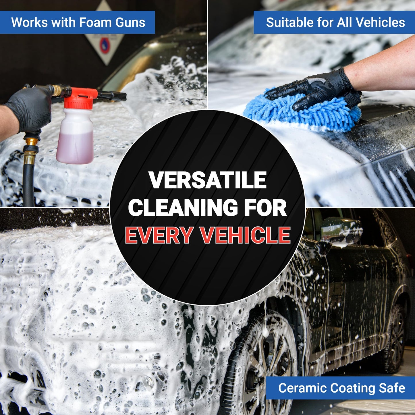 AIM Chemicals Car Wash - High Foam Formula Car Shampoo, Professional Car Wash Shampoo Compatible with Ceramic Coatings - Ideal for Foam Guns - Streak-Free Finish for Detailing - 5 Gal