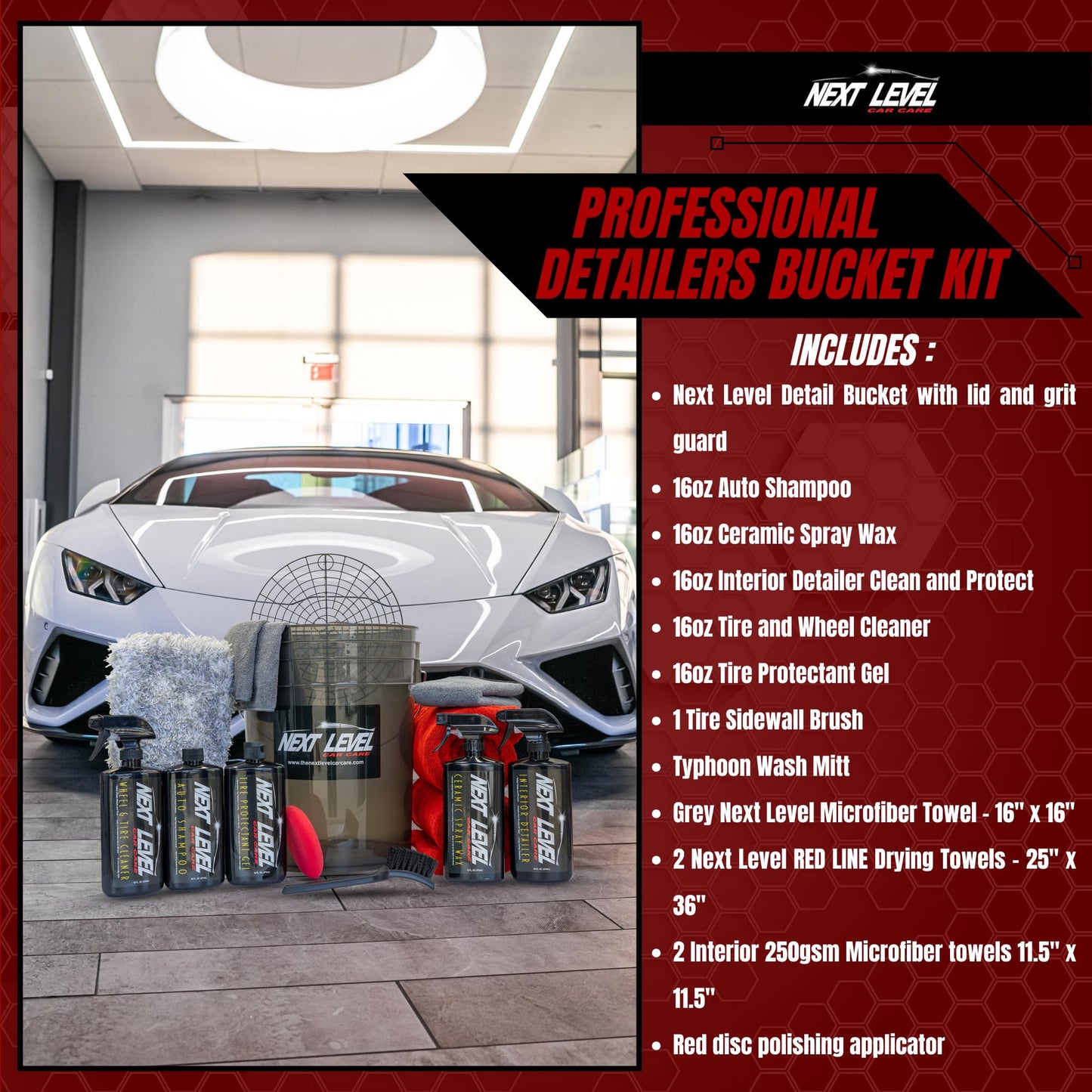 15 pcs Professional Car Detailing Kit - Includes 5-Gallon Bucket with 5 Premium Products & High-End Towels - Works with Foam Cannon - Ultimate Gift for Car Lovers