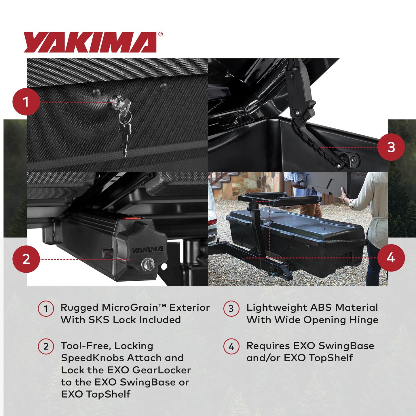 Yakima EXO GearLocker Car Cargo Carrier, Hard Top Shell Box for EXO SwingBase System, Black - Heavy-Duty Vehicle Storage Accessories for Travel and Camping