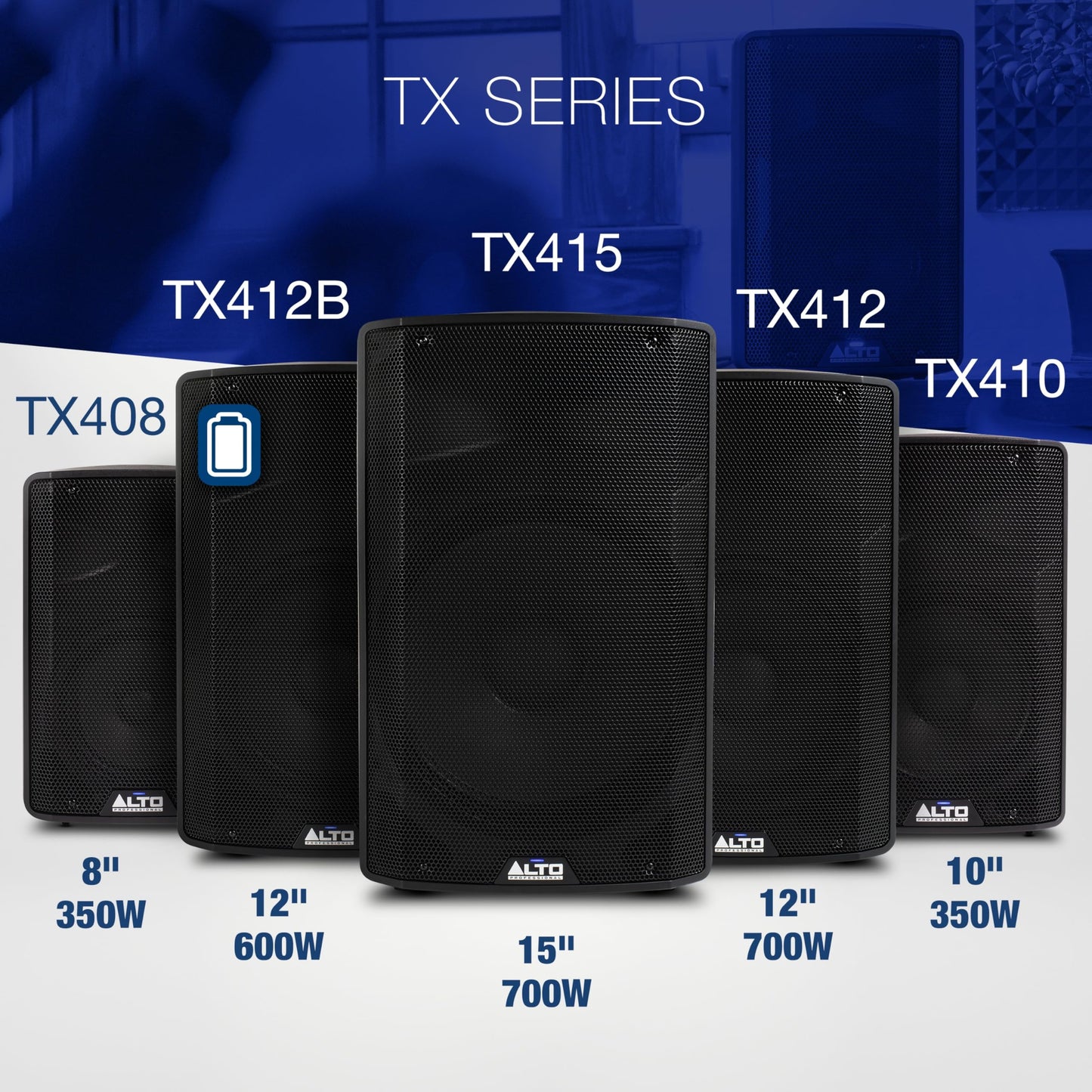 ALTO TX408 350W 8" Powered PA Speaker with Bluetooth, 2-Channel Mixer, Line Level for Mobile DJs and Musicians, for Small Venues, Rehearsals and Events