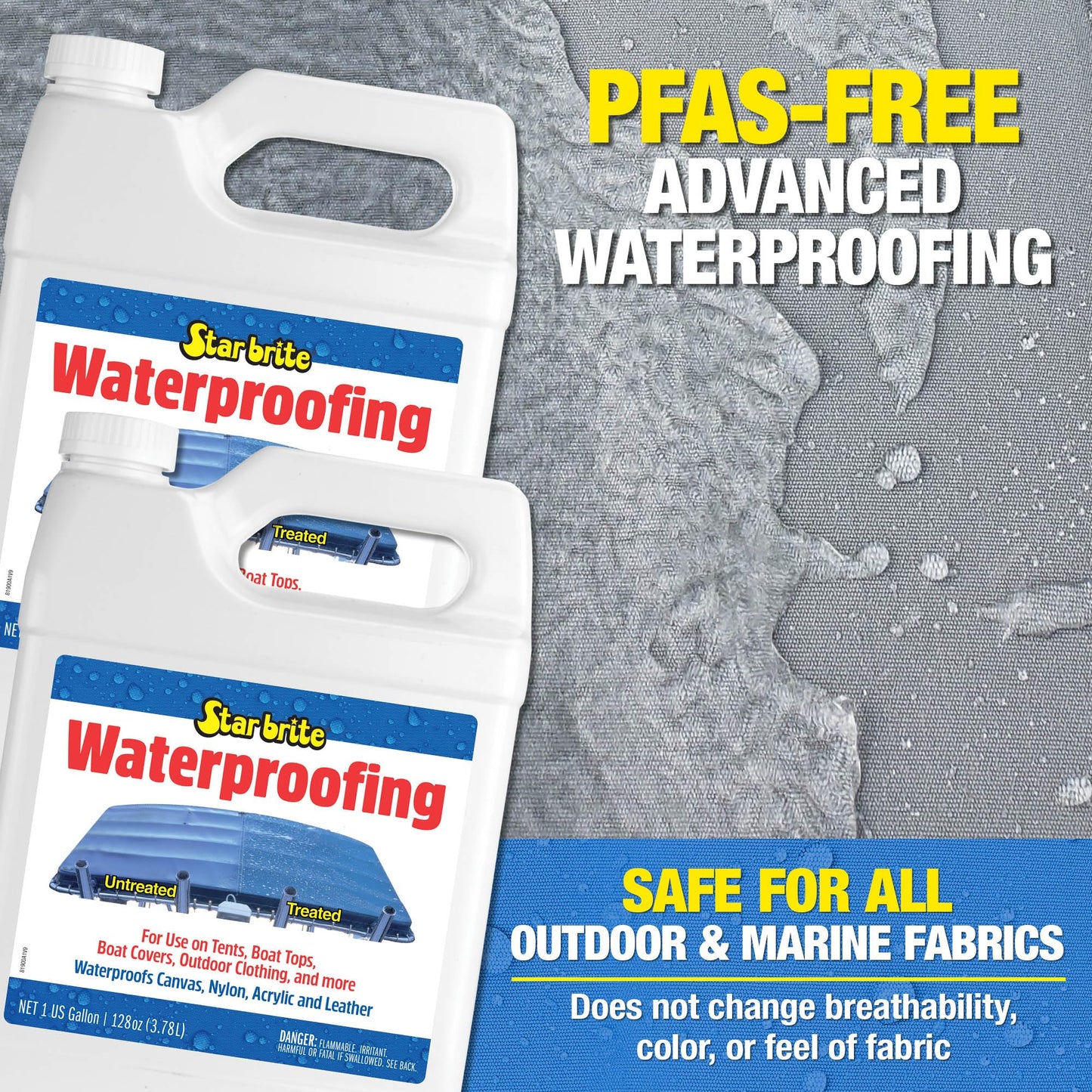 STAR BRITE Waterproofing Spray, Waterproofer + Stain Repellent for Boat Covers, Car Covers, Bimini Tops, Tents, Jackets, Backpacks, Boots, Awnings, Patio Covers & More - Gallon 2 Pack