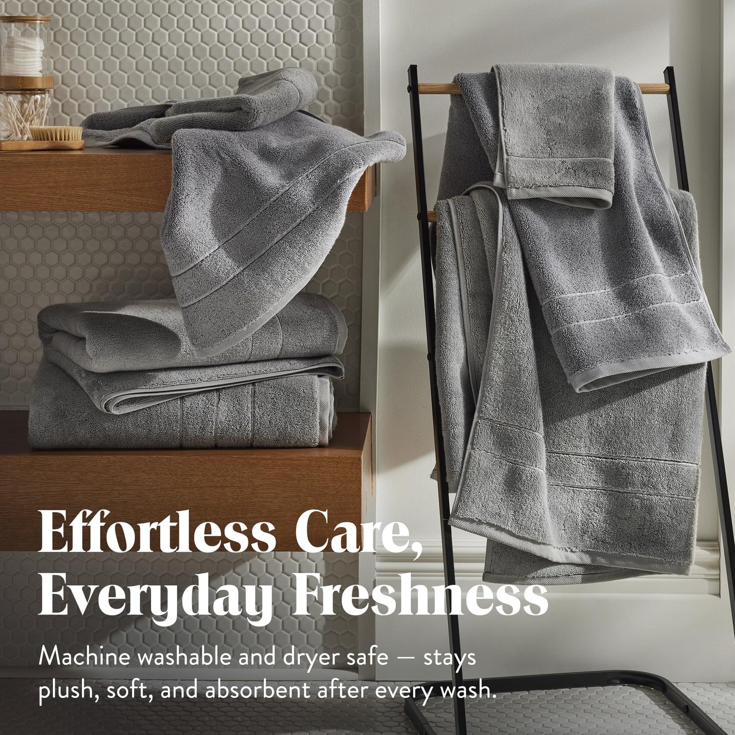 Brooklinen Super-Plush Turkish Cotton Bath Towel Set - Includes 4 Bath Towels Cotton, 820 GSM, Highly Absorbent, Machine Washable, Perfect for Home & Bathroom (Smoke Grey)