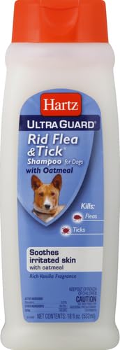 Hartz UltraGuard Rid Flea & Tick Oatmeal Dog Shampoo, 18 oz Bottle
