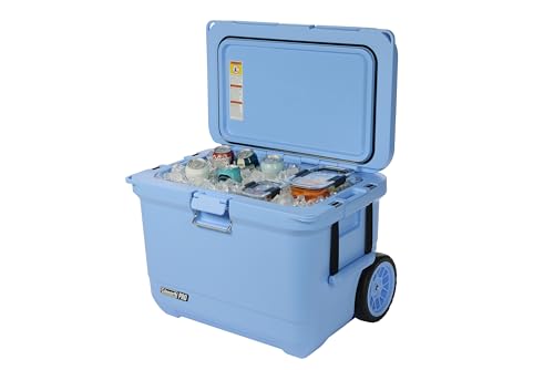 Coleman Pro Heavy-Duty 55qt Wheeled Ultra-Light Premium Hard Cooler, Extra-Thick Insulation Keeps Ice up to 5 Days, 92-Can Capacity, Heavy-Duty Wheels