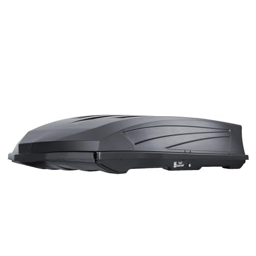 VEVOR Rooftop Cargo Carrier, 18 Cubic Feet Roof Cargo Box, ABS Hard Shell Roof Box, with Dual-Sided Opening and 2 Reinforced Straps, Aerodynamic, Suitable for most Crossbar, for Car, Wagon, SUV, Black