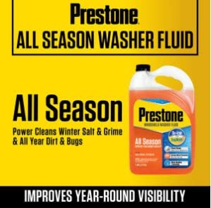 Prestone 2-in-1 All Season Year Round Windshield Washer Fluid 0 Degree (1 Gallon),Orange