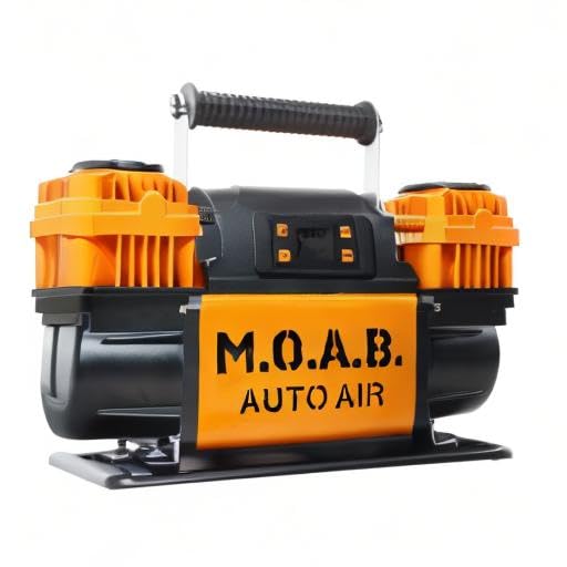 EZ FLATE M.O.A.B. Auto Air Compressor w/LCD Display, Set Target Pressure, dual air compressor, 10.6 CFM Offroad Air Compressor 4x4, 150 PSI, Inflator With Pressure Gauge