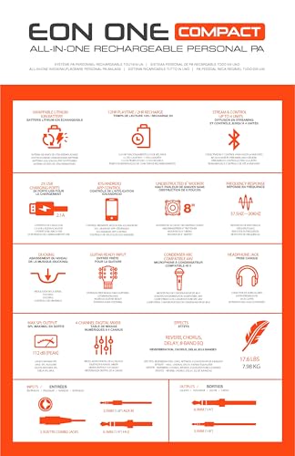 JBL Professional All-in- 1 Personal System with Bluetooth, XLR, Black, Rechargeable Portable PA (EON ONE Compact)