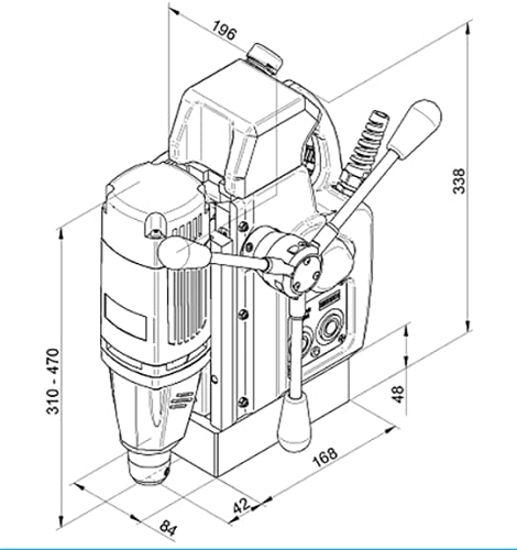 C.S. Unitec | AutoMAB 350 | Portable Magnetic Drill Press w/Automatic Feed & Reverse | Drills up to 1-1/2" Diameter and up to 6" Depth of Cut | 1050 Watts | 460 RPM
