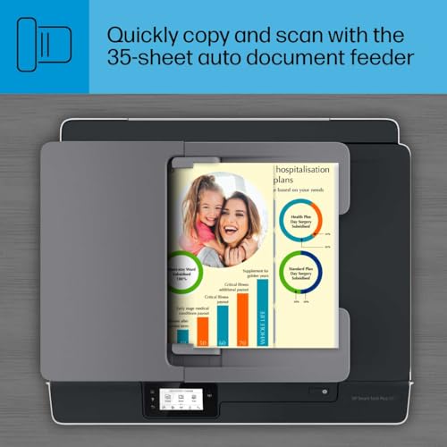 HP Smart -Tank Plus 651 Wireless All-in-One Ink -Tank Printer, up to 2 Years of Ink in Bottles, Auto Document Feeder, Mobile Print, Scan, Copy,, Fax, Works with Alexa (7XV38A)