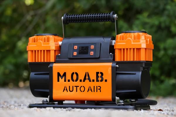 EZ FLATE M.O.A.B. Auto Air Compressor w/LCD Display, Set Target Pressure, dual air compressor, 10.6 CFM Offroad Air Compressor 4x4, 150 PSI, Inflator With Pressure Gauge