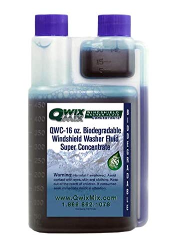Qwix Mix Windshield Washer Fluid Concentrate, 1 Bottle Makes 880 Gallons, 1 oz. Makes 55 Gallons - 100% Biodegradable Grime & Dirt Remover, Superior Commercial Grade Glass Cleaner