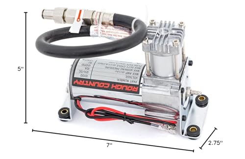 Rough Country Onboard Air Bag Compressor w/Gauge | Air Spring Compressor - 10100 Silver
