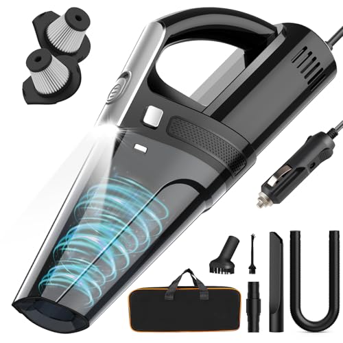DRECELL Car Vacuum, Portable Vacuum Cleaner with Powerful 7000PA Suction, DC 12V Power 16.4Ft Cord Vacuum Cleaner, LED Light, 0.33L Capacity, Car Accessories for Men/Women