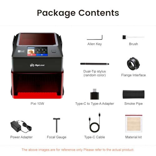 AlgoLaser 10W Portable Laser Engraver Machine: Smart Laser Engraver/Cutter with 3.5" Touchscreen & 2.0 AlgoOS System - Hand Draw/Wireless Transmission/Offline - Laser Engraving for Wood,Metal,Glass