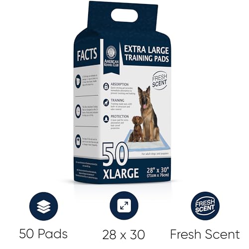 American Kennel Club Scented Puppy Training Pads with Ultra Absorbent Quick Dry Gel – 28 x 30 Pee Pads for Dogs - Fresh Scented - 50 Count, XL