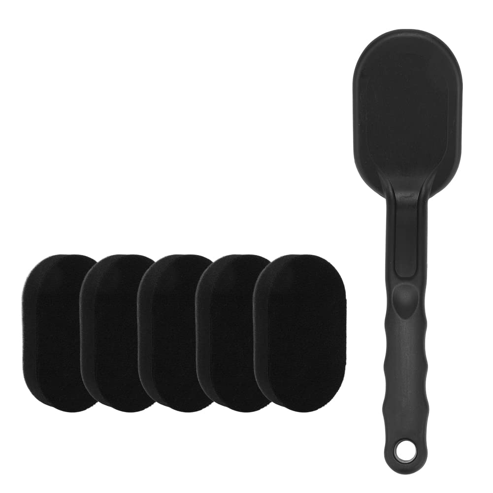 JSCARLIFE Tire Shine Applicator Brush, Detailing Tire Dressing Applicator Sponge Brush for Tire Shine, Multipurpose Curved Tire Detail Sponge with Handle