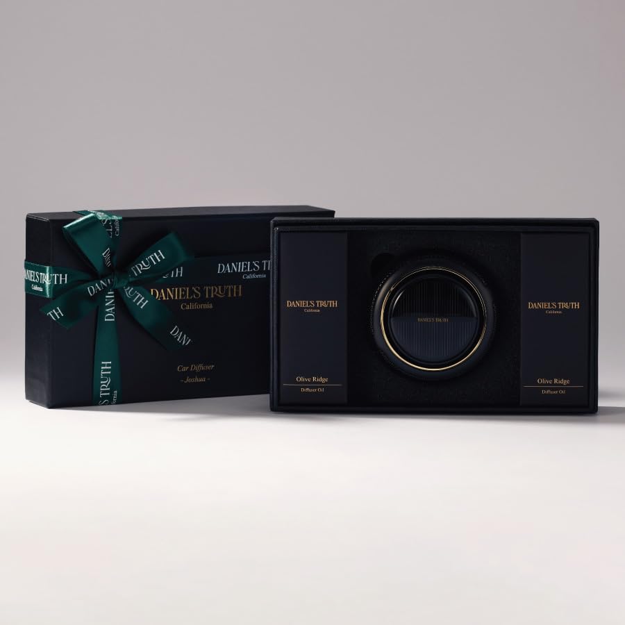 Daniel's Truth Solar-Powered Car Air Freshener Set, 2 x 15ml (0.5oz) Bottles – Bombshell & Magnolia Hill Scents, K-Beauty Designed, USA-Made Rotating Essential Oil Diffuser, 30ml (1oz) Total