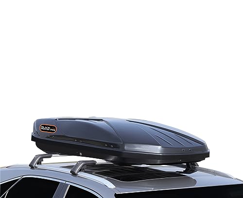 Black Horse Rooftop Cargo Carrier ABS + PMMA Hard Shell, 14 Cubic Feet Waterproof Car Roof Cargo Carrier Box w/Dual Side Opening, Security Key,165lbs Capacity,for 30" to 80" Wide Crossbar Rack