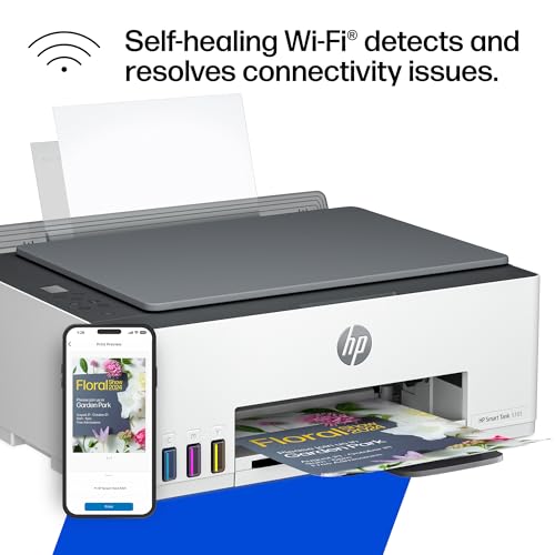 HP Smart Tank 5101 Wireless All-in-One Ink Tank Printer, Scanner, Copier with 2 years of ink and 100 sheets of photo paper included, Best-for-home, Refillable, AI-enabled (1F3Y0A)