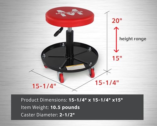 MaxWorks 80771 Pneumatic Roller Seat/Creeper with Adjustable Height - 300 lb Capacity