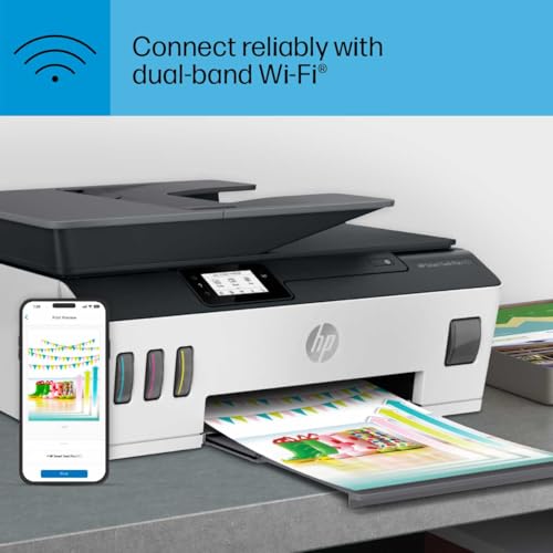 HP Smart -Tank Plus 651 Wireless All-in-One Ink -Tank Printer, up to 2 Years of Ink in Bottles, Auto Document Feeder, Mobile Print, Scan, Copy,, Fax, Works with Alexa (7XV38A)
