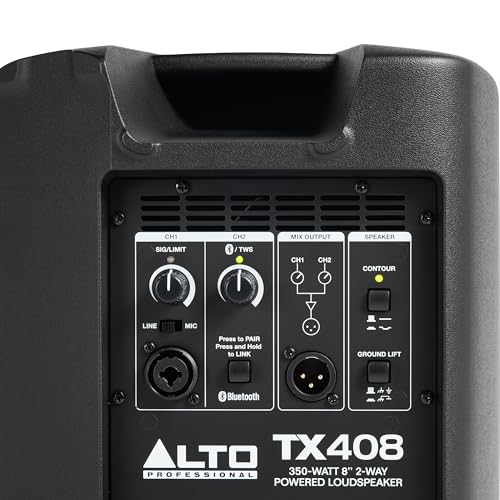 ALTO TX408 350W 8" Powered PA Speaker with Bluetooth, 2-Channel Mixer, Line Level for Mobile DJs and Musicians, for Small Venues, Rehearsals and Events