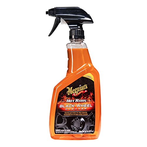 Meguiar's Hot Rims Black Wheel Cleaner, Deep Foaming Gel Specially Formulated to Effectively Clean Matte, Gloss, Satin, and Chrome Black Wheels, 24 Oz Spray Bottle