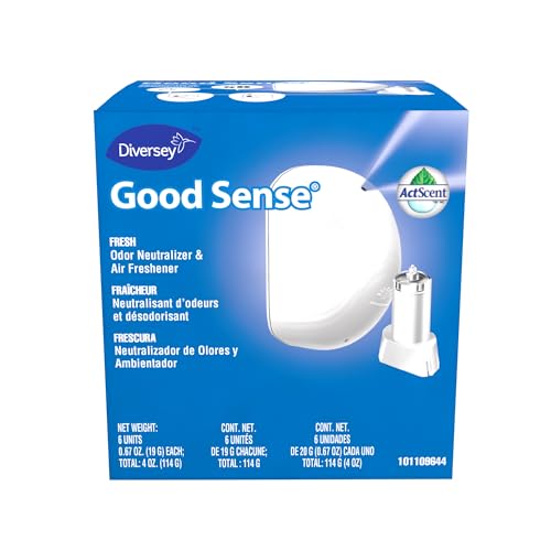 Diversey 101109644 Good Sense Odor Neutralizer & Air Freshener, Commercial Automatic Spray System, Fresh Scent, Refill Cartridge, 0.67-Ounce, 12-Count (2 Boxes of 6)