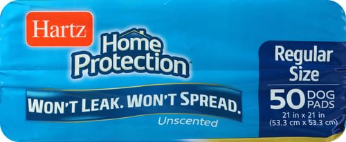 Hartz Home Protection Unscented USA Made Dog Pads, 50 count, Super Absorbent & Won't Leak, Odor Eliminating