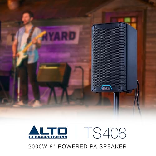 ALTO TS408 2000W 8" Powered PA Speaker with 3 Channel Mixer, Bluetooth Streaming, Wireless Loudspeaker Linking, DSP and ALTO App