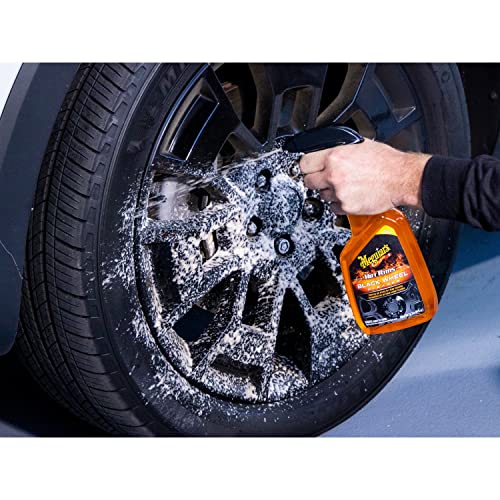 Meguiar's Hot Rims Black Wheel Cleaner, Deep Foaming Gel Specially Formulated to Effectively Clean Matte, Gloss, Satin, and Chrome Black Wheels, 24 Oz Spray Bottle