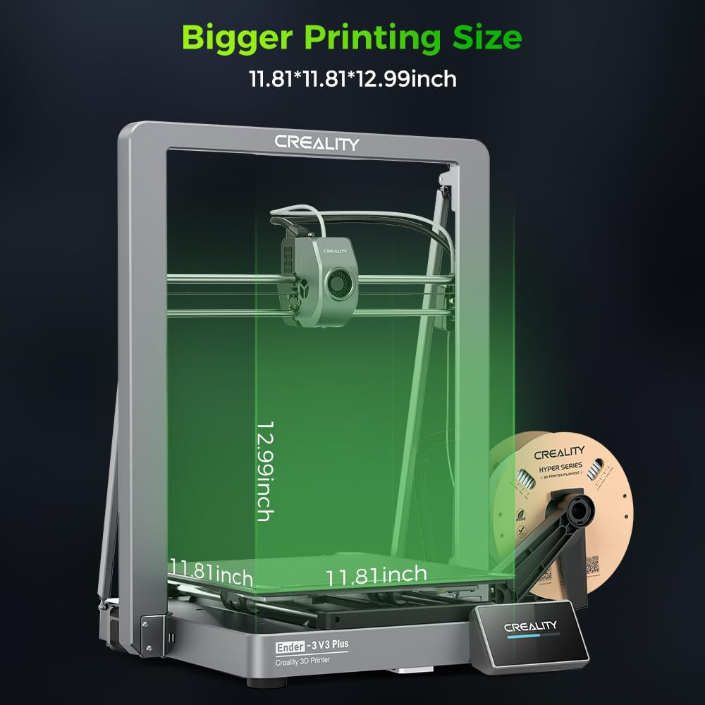 Official Creality Ender 3 V3 Plus 3D Printer, Upgraded with Large Build Volume 11.81 * 11.81 * 12.99 inch 600mm/s Printing Speed Auto Leveling Direct Extruder 300℃ Print Dual Y Motors