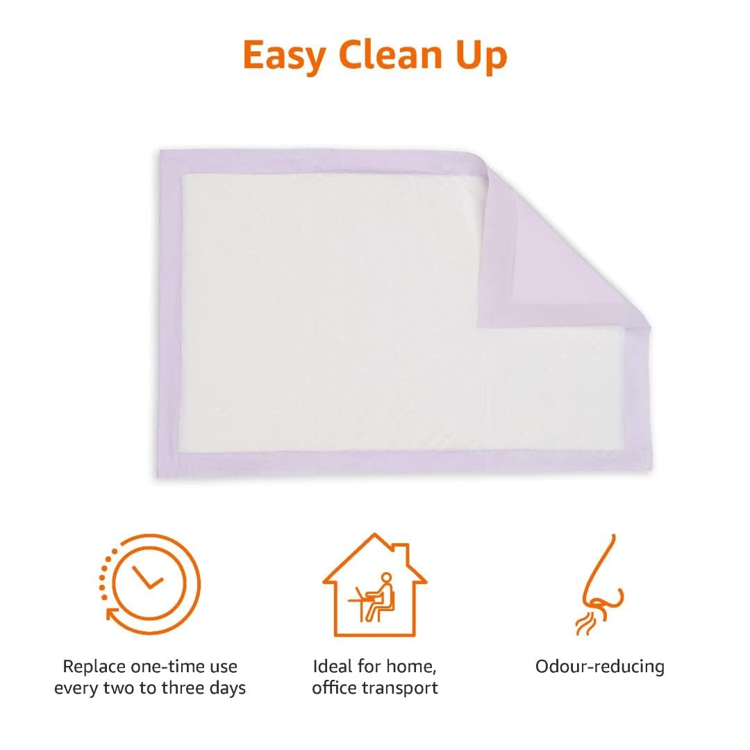 Amazon Basics Cat Litters Pee Pads, 20 Count, Universal Fit for Litter Box, Odor Control, Unscented, Purple and White