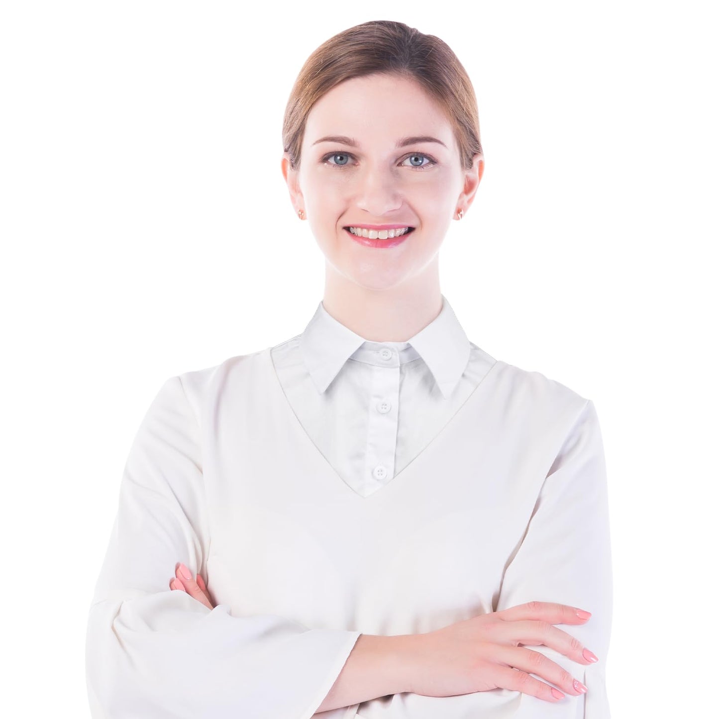 Detachable Dickey Collar Blouse for Women, Fake Half Shirts Faux False Collar for Girls Favors, White