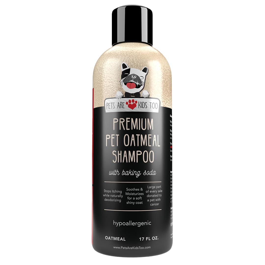 Pets Are Kids Too Oatmeal Dog Shampoo Baking Soda Hypoallergenic Anti Itch Moisturizing Soothing Deodorizing Pet Care Safe Puppy Shampoo Sensitive Skin Cat Shampoo - Coconut Based Cleanser 17 fl oz