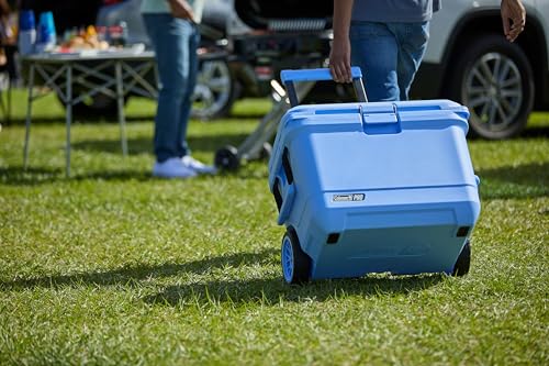 Coleman Pro Heavy-Duty 55qt Wheeled Ultra-Light Premium Hard Cooler, Extra-Thick Insulation Keeps Ice up to 5 Days, 92-Can Capacity, Heavy-Duty Wheels