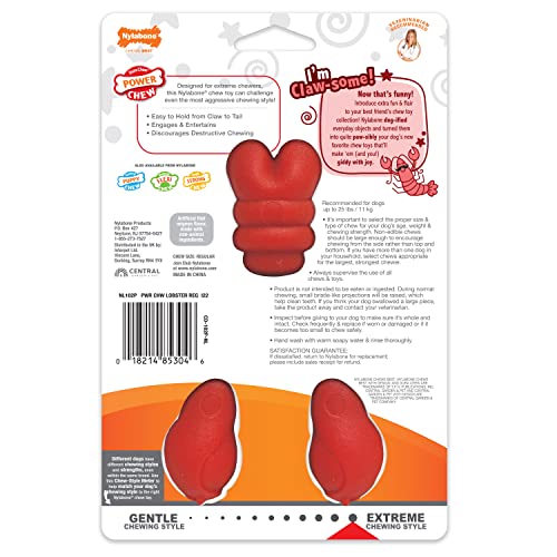 Nylabone Lobster Power Chew Toy for Dogs, Dog Toys for Aggressive Chewers, Filet Mignon Flavor, Small Dogs - Up to 25 Ibs, 1 Count