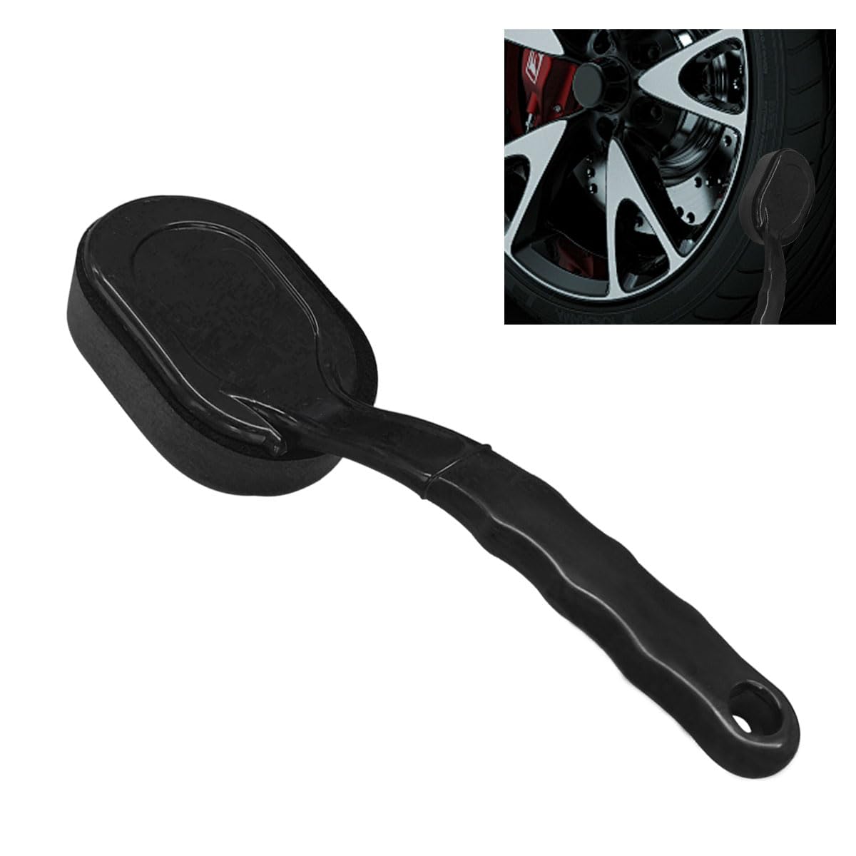 Tire Shine Applicator Brush, Car Detachable Tire Wax Foam Applicator Pad with Curved Handle, High-Density Tire Dressing Applicator Sponge Brush Car Tire Detailing Cleaning Accessories