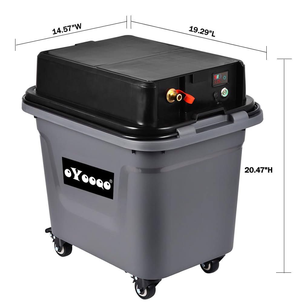 OYOOQO Cordless Portable Power Washer - 10 Gal Built-in Tank, 330 PSI Max, 5 Hrs Runtime, Wheel-Mounted & Hoseless, Perfect for Car Wash, Portable Shower, Garden/Patio, Camping & Outdoor Cleaning