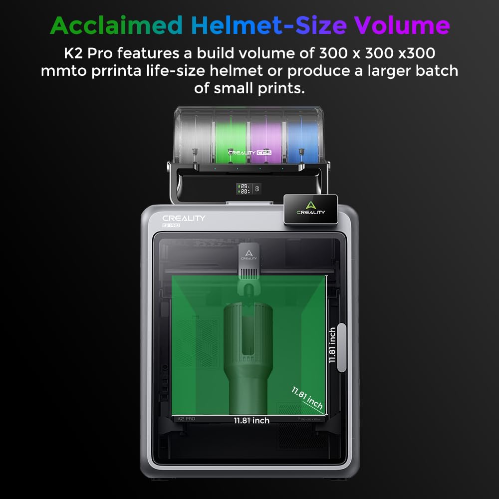 Official Creality K2 Pro Combo 3D Printer, Multicolor 3D Printers with CFS, 600mm/s Printing Speed 300℃ Direct Drive Extruder Chamber Heating Dual AI Cameras, Printing Size 11.81x11.81x11.81 inch