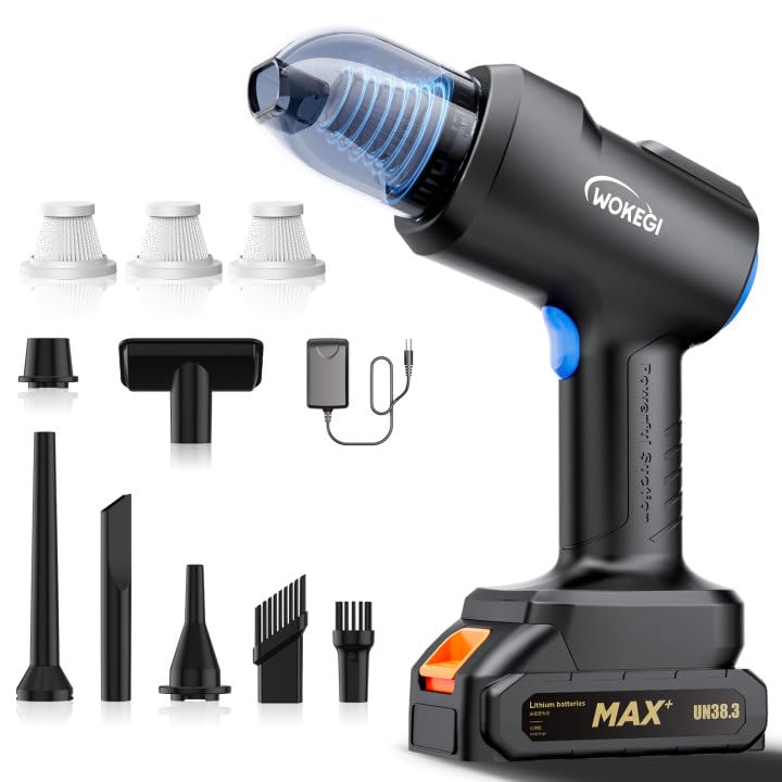 WOKEGI 22000PA High Power Cordless Car Vacuum,4 in 1 Handheld Vacuum Cleaner Wireless,Car Vacuum Cleaner with 180W brushless Motor,Fast Charging Vacuum Cleaning for Car,Home,Office,Pet
