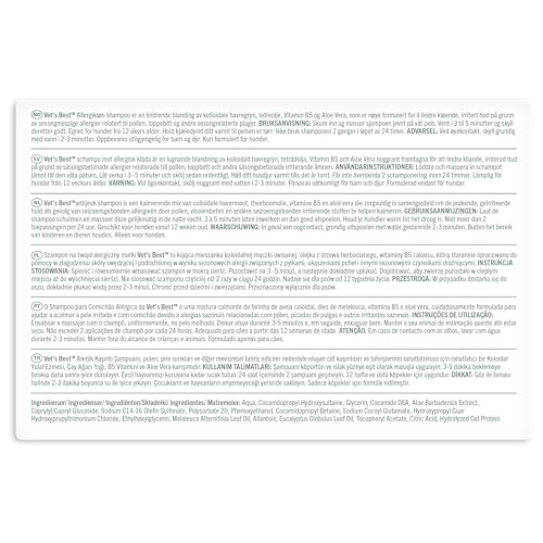 Vet's Best Allergy Relief Dog Shampoo – Oatmeal and Aloe Formula for Itchy Skin and Seasonal Allergies – Soothing Anti-Itch Shampoo for Dogs with Dry, Sensitive Skin – 16 oz