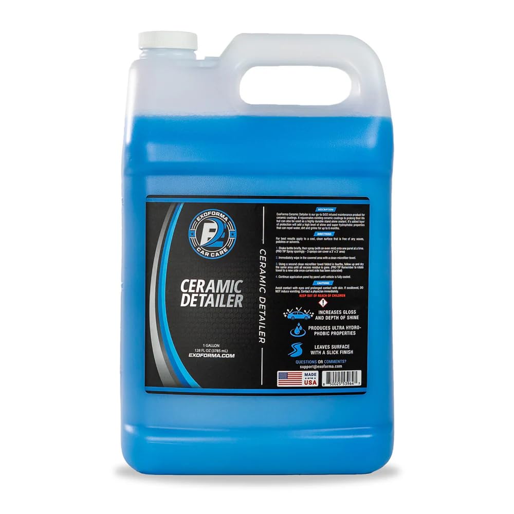ExoForma Ceramic Detailer - SiO2 Ceramic Spray Wax Sealant, Delivers High Gloss, Superior Durable Protection & Hydrophobic Action - Extends Coating Lifespan - For Cars, Boats, ATVs & RVs, 128 oz