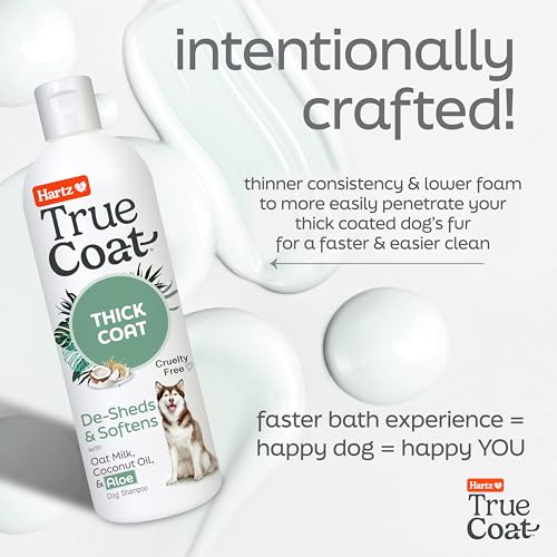 New! Hartz True Coat Thick Coat Specific Dog Shampoo, Desheds & Softens with Oat Milk, Coconut Oil & Aloe