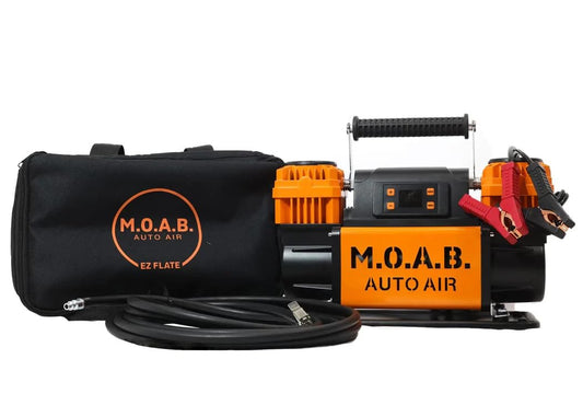 EZ FLATE M.O.A.B. Auto Air Compressor w/LCD Display, Set Target Pressure, dual air compressor, 10.6 CFM Offroad Air Compressor 4x4, 150 PSI, Inflator With Pressure Gauge